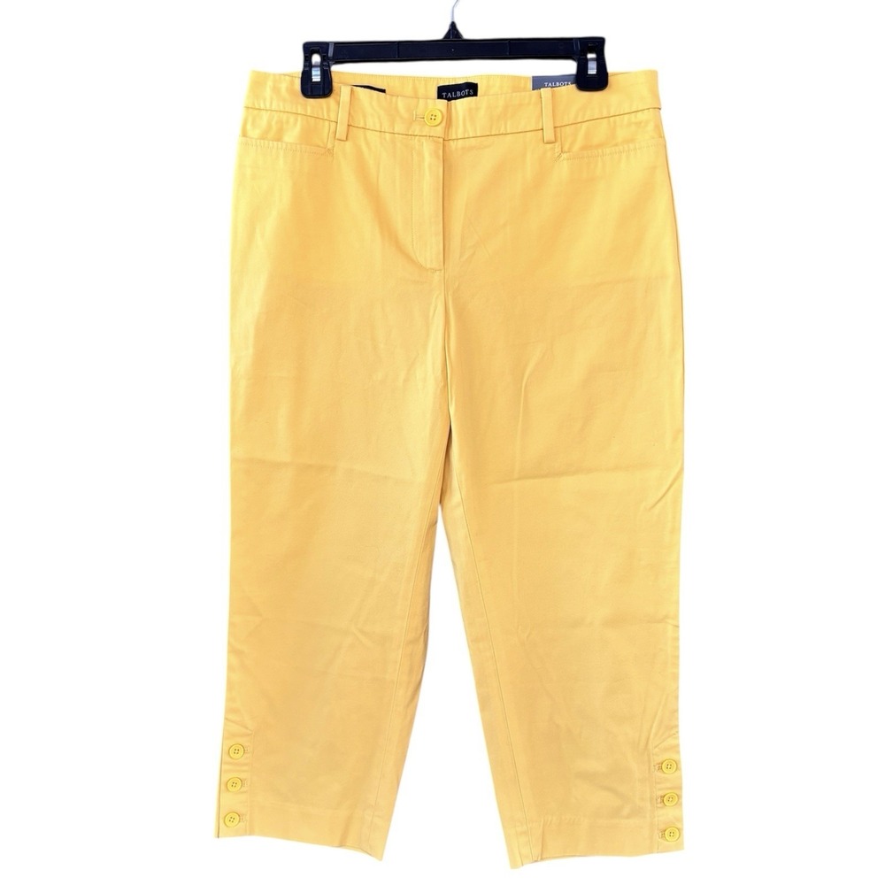 Talbots Perfect Skimmer Cropped Pants Womens 8 Bright‎ Yellow Beach Vacation NWT
